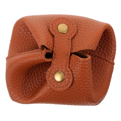 BESPORTBLE Tragbare Mini Ledergeldbörse Braun Verschleißfestes Münzfach mit Knopfverschluss Multifunktionale Kopfhörer und Kleinteile Tasche für Outdoor und Alltag von BESPORTBLE