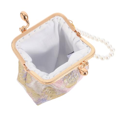 BESPORTBLE Geldbörse Für Schmuck Aus Stoff Handtasche Im Chinesischen Stil Für Damen Mit Perlenkette Und Blumenmuster Traditioneller Seidenstoff Für Reisen Und Täglichen Gebrauch von BESPORTBLE