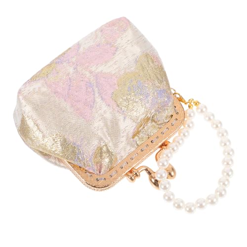 BESPORTBLE Chinesisches Münztäschchen Mit Perlenkette Seidenstoff-geldbörse Für Reisen Und Hochzeiten Blumen-Clutch Für Formelle Anlässe von BESPORTBLE