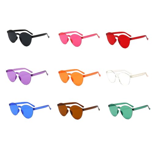 BESPORTBLE 9 StüCk Modische Sonnenbrillen, Jelly Farben, Transparente Brillen, Uv Schutz, Kreative Foto Requisiten, Modeaccessoires FüR Party Und Alltag von BESPORTBLE