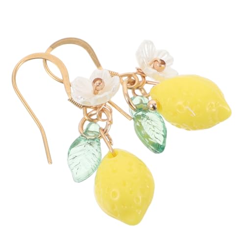 BESPORTBLE Zitronen Ohrringe Für Damen Mit Blattakzenten Edelstahl Modeschmuck Baumelnde Fruchtohrringe Als Süßer Damenschmuck Minimalistisches Ohrstecker von BESPORTBLE