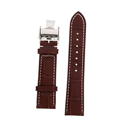 BESPORTBLE Uhrenarmband Hochwertigem Tiefbraun mit Silberner Faltschließe Verstellbares Hautfreundliches Armband für Herren Damen von BESPORTBLE