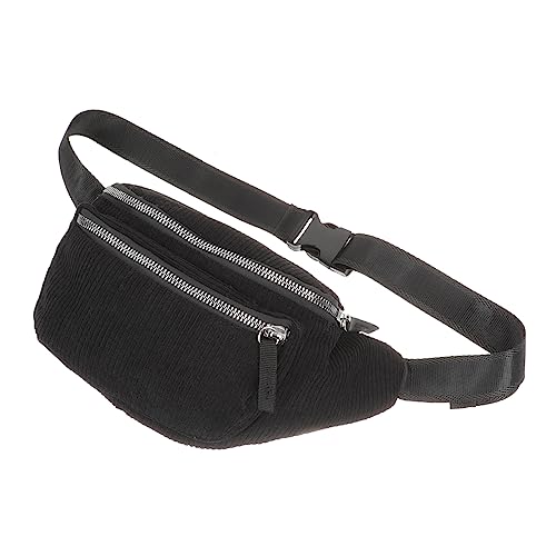 BESPORTBLE Velours Brusttasche mit Kette Multifunktionale Damen Crossbody Bag Outdoor Bauchtasche Kompakte Vielseitige Umhängetasche für Alltag und Sport Schwarz von BESPORTBLE