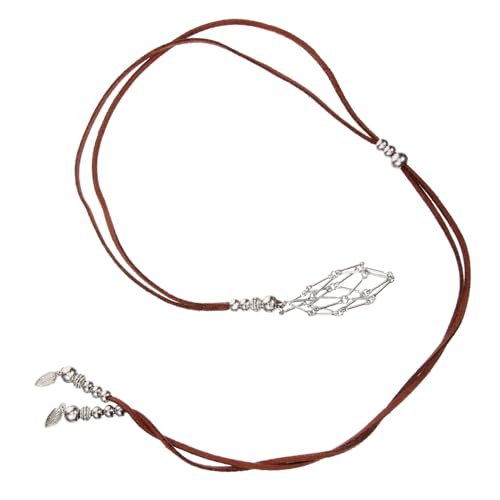 BESPORTBLE Verstellbare Lederkordel Halskette mit Geflochtenem Netz Kristallanhänger Leerer Edelsteinhalter für DIY Schmuck Langlebiger Metallkäfig Einstellbare für Damen und Herren von BESPORTBLE