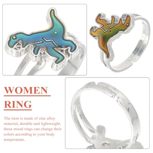 BESPORTBLE Verstellbarer Dinosaurier Farbwechsel stimmungsring für Mädchen Modischer Leichter Zinklegierungsring mit Temperaturfarbwechsel für Partys und Geschenkideen von BESPORTBLE