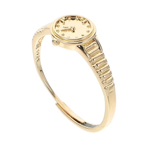 BESPORTBLE Verstellbarer Goldener Uhr-Ring Damenfinger mit Funktionaler Mini-Uhr Elegant Schmuckaccessoire Alltagsschmuck Geschenkidee für Frauen von BESPORTBLE