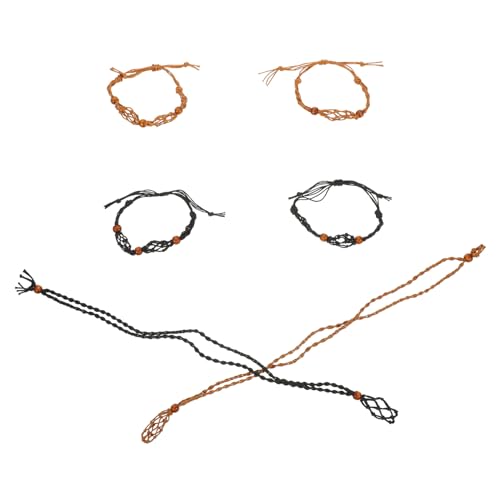 BESPORTBLE Verstellbarer Natürlicher Steinhalter Schmuckanhänger Handgewebtes Armband mit Netzkorb für DIY Halskette Erwachsene Retro Halskette Schnur Zubehör von BESPORTBLE
