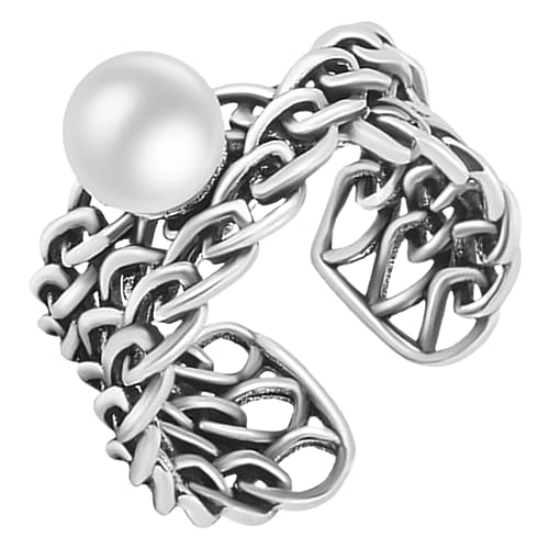 BESPORTBLE Verstellbarer Perlenring für Damen Teenager Geometrisch Vintage Modisches Statement für Besondere Anlässe von BESPORTBLE