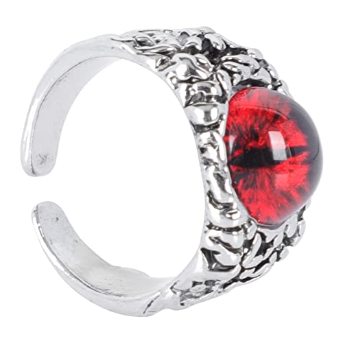 BESPORTBLE Verstellbarer Vintage Open Ring mit Tiefrotem Evil Eyeball Design Eleganter Unisex Schmuck für Damen und Herren Modischer Statement Ring für Alltag und Besondere Anlässe von BESPORTBLE