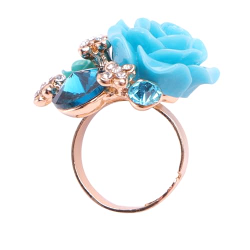 BESPORTBLE Verstellbarer Vintage Rosenring aus Leichtem Resin Ethnischer Nagelring für Damen Modisches Schmuckstück Blau als für Alltagsschmuck von BESPORTBLE