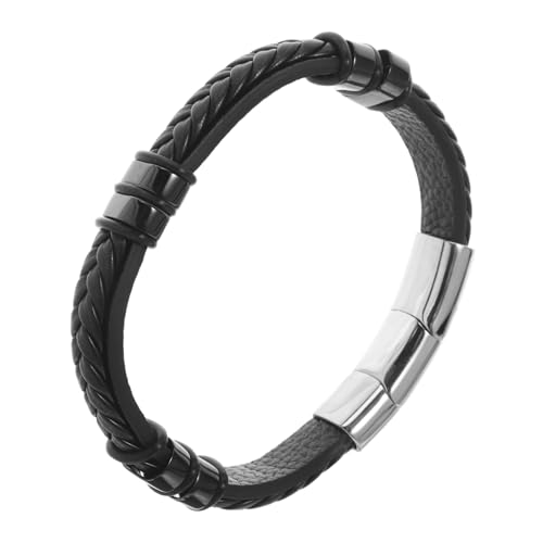 BESPORTBLE Verstellbares Herrenarmband aus Geflochtenem Kunstleder mit Edelstahl dreiteilverschluss Doppellagiges Armband für Alltag und Besondere Anlässe Modisches Langlebiges Accessoire von BESPORTBLE