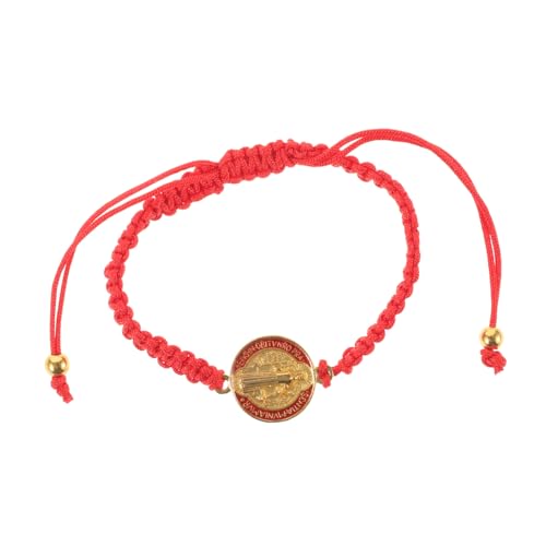BESPORTBLE Verstellbares Katholisches Saint Benedict Armband Handgewebtem Roten Seil Wundertätige Medaille Komfortabel und Langlebig Verstellbar für Damen und Herren Religiöses Schmuckstück von BESPORTBLE