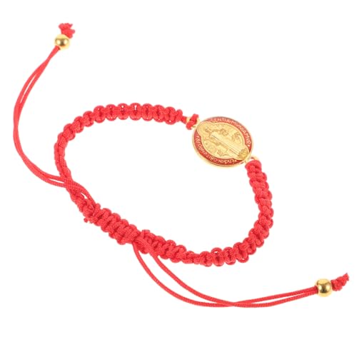 BESPORTBLE Verstellbares Saint Benedict Armband Damen Handgefertigtes Rotes Geflochtenes Katholisches Schmuckstück Religiöses Schutzarmband Vielseitig Kombinierbares Modeaccessoire von BESPORTBLE
