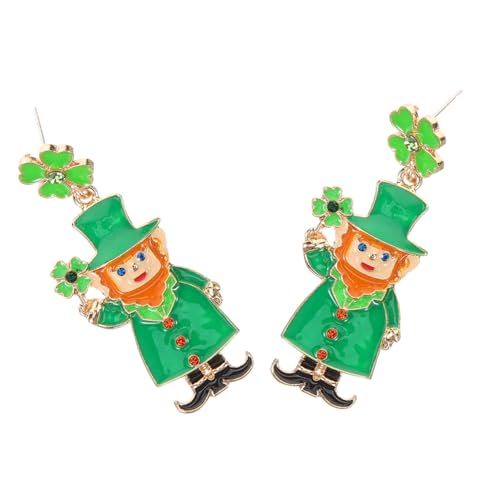 BESPORTBLE Vierblättrige Kleeblatt Ohrringe für Damen Irische Patricks Day Schmuck Glitzernde Ohrhänger mit Vierblättrigem Leichter Modeschmuck für Karneval und Festlichkeiten von BESPORTBLE