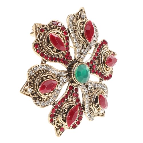 BESPORTBLE Vintage Barock Brosche mit Kristallen Gold Rot Anstecknadel für Damen und Mädchen Schmuckaccessoires für Weihnachten und Besondere Anlässe von BESPORTBLE