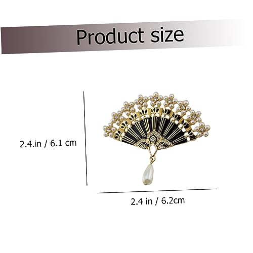 BESPORTBLE Vintage Brosche Fan Form mit Strass und Perlen Klassische Chinesische Fächer Anstecknadel Modisches Accessoire für Damen und Mädchen Geeignet für Kleider Pullover Schals und von BESPORTBLE