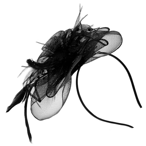 BESPORTBLE Vintage Fascinator Haarclip mit Netzschleier und Schmuck Leichter und Atmungsaktiver Haarschmuck für Damen für Party Hochzeit Fotografie und Festliche Anlässe Schwarzes Design von BESPORTBLE