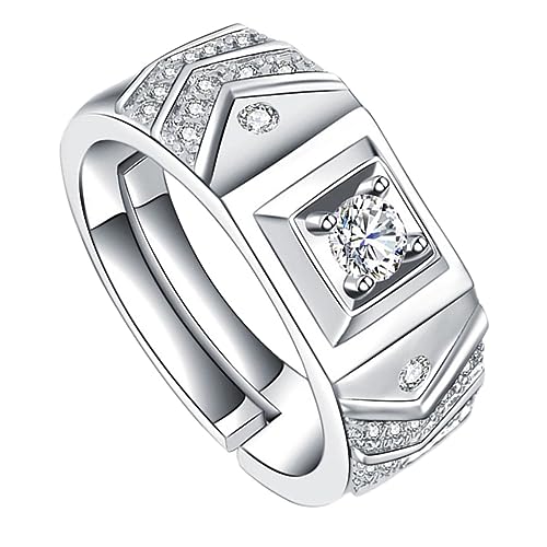 BESPORTBLE Vintage Herren Strassring Aus Verstellbarem Material - Offener Fingerring Mit Funkelndem Diamantdesign in Elegantem Weiß – Ideal Als Ehering Oder Modisches Accessoire von BESPORTBLE
