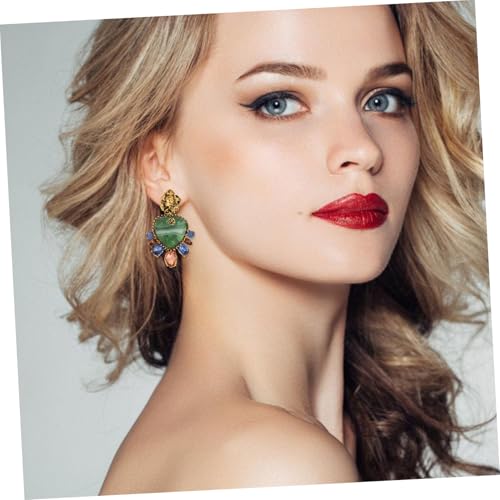 BESPORTBLE Vintage Herz Ohrringe Grün Dangle Tropfen Design Eleganter Schmuck Damen Hochzeit Party Retro Stil von BESPORTBLE