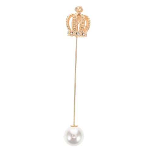 BESPORTBLE Vintage Krone Brosche mit Künstlicher Perle Retro Lapel Pin aus Robustem Legierungs Material Eleganter Shawl Pin für Damen Geeignet für Hochzeiten und Festliche Anlässe von BESPORTBLE