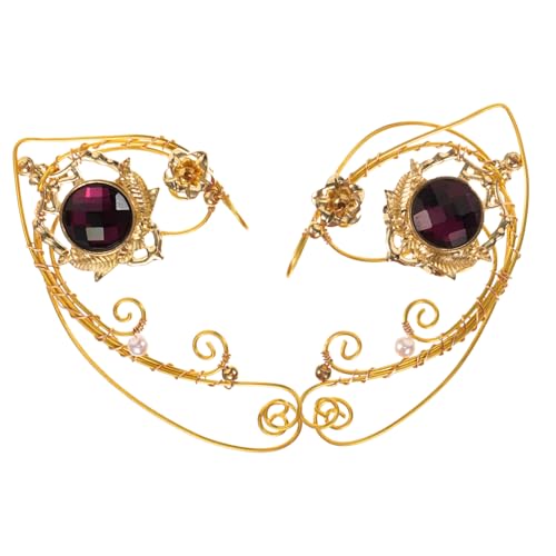 BESPORTBLE Vintage Ohrclips Damen Blumen Design mit Perlen Dekorative nicht Durchbohrbare Ohrmanschetten Langlebige Ear Cuff Ohrringe für Geburtstag Hochzeit Party Ohrhänger Ohrlöcher von BESPORTBLE