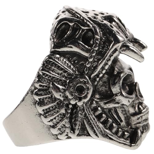 BESPORTBLE Vintage Punk Herren Ring aus Legierung Retro Skull Schmuck Halloween Dekoration Robuster Finger Schmuck für Partys und Cosplay Silber von BESPORTBLE