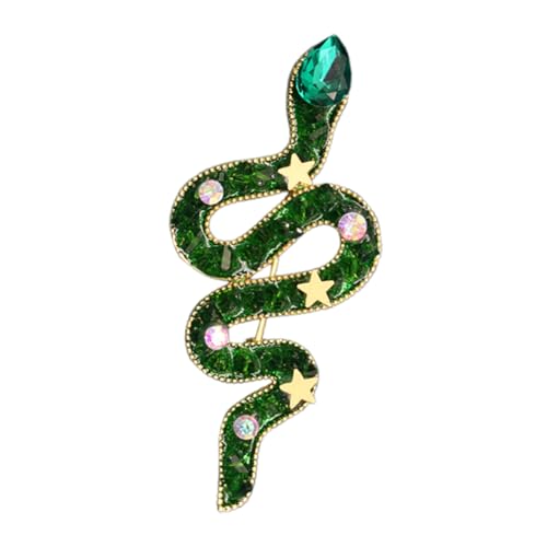 BESPORTBLE Vintage Schlangen Brosche mit Grünem Strassstein Klassische Anstecknadel für Damen und Herren Modischer Kleidungsschmuck für Weihnachten Halloween und Festliche Partys von BESPORTBLE