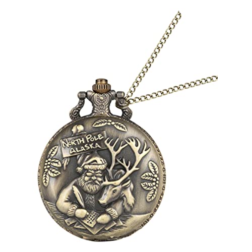 BESPORTBLE Vintage Taschenuhr mit Quarzuhrwerk und Langlebiger Kette Weihnachtsmann Retro Anhänger Uhr als für Freunde zu Weihnachten von BESPORTBLE