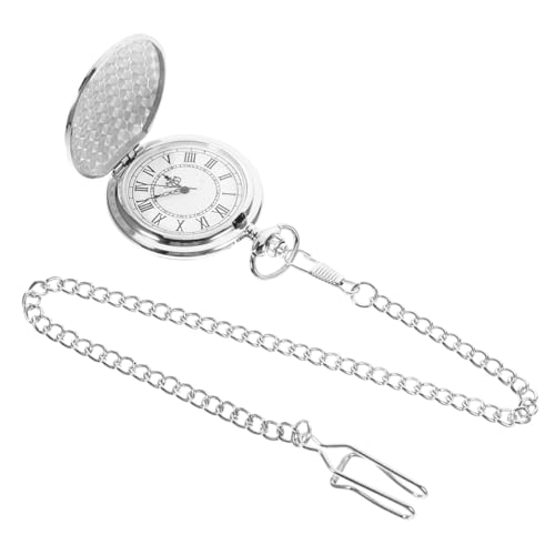 BESPORTBLE Vintage Taschenuhr mit Römischem Zifferblatt Leichte Quarzuhr mit Graviertem Schildmuster Elegante Herrentaschenuhr Tragbare Antike Uhr für Männer Modisches Accessoire von BESPORTBLE