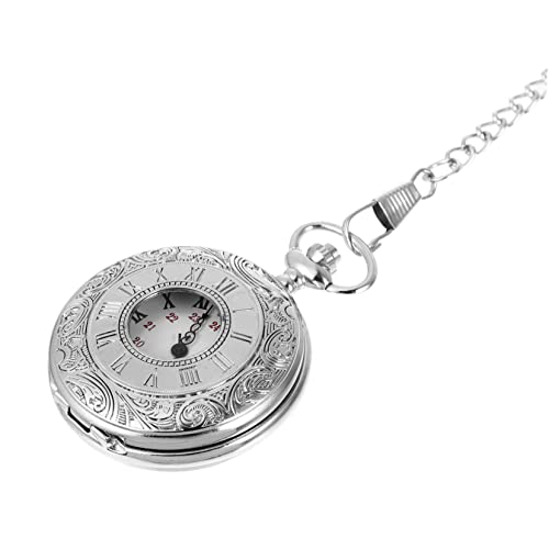 BESPORTBLE Vintage Taschenuhr mit Römischen Ziffern Dekorative Quarzuhr für Männer Frauen Geburtstagsgeschenk Jubiläumsgeschenk für Besondere Anlässe mit Kette Stilvollem Design von BESPORTBLE