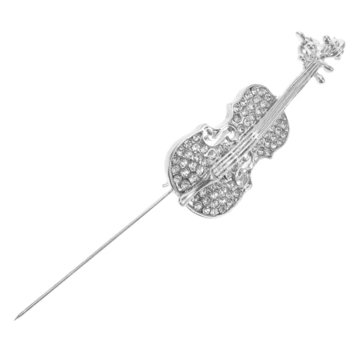 BESPORTBLE Violine Brosche Abdeckung Instrument Schleife Brosche Elegant Stift Silber Männer Musical Broschen Brosche Mit Musiknoten Aus Kristall Gitarren-brosche Strasssteine Silver von BESPORTBLE