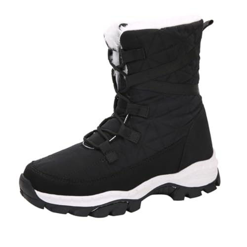 BESPORTBLE Warme Damen Schneestiefel Gefüttert Winterstiefel Mid Tube mit Rutschfester Sohle und Weichem Plüschfutter Komfortabel und Langlebig für Outdoor Aktivitäten Schwarz von BESPORTBLE