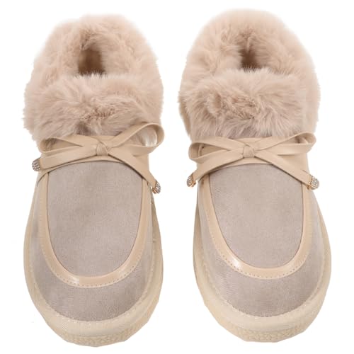 BESPORTBLE Warme Flache Baumwoll Hausschuhe mit Rutschfester Gummisohle Weiche Hautfreundliche Winter Damen und Herren Pantoffeln für Komfortables Tragen Zuhause von BESPORTBLE