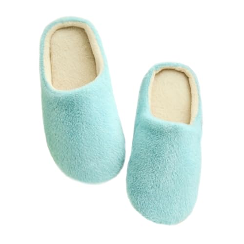BESPORTBLE Warme Flauschige Hausschuhe mit Weicher Baumwollfüllung Rutschfeste Leichte und Leise Winter Pantoffeln für Damen und Herren für Zuhause Büro und Reisen in Blau von BESPORTBLE
