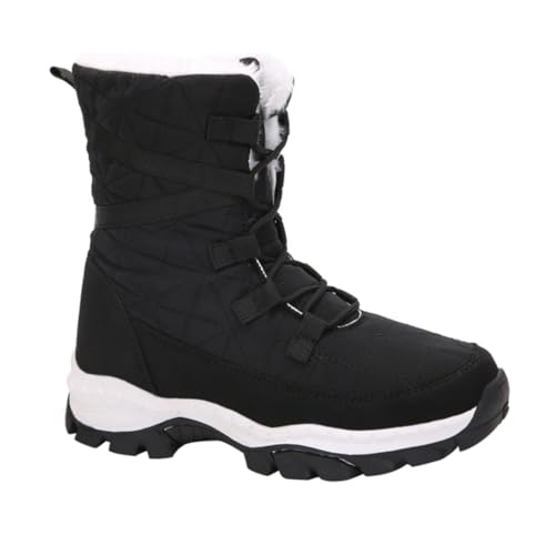 BESPORTBLE Warme Winterstiefel Damen Gefüttert Hoher Schaft Flauschiges Innenfutter Komfortable Outdoor Schneestiefel Mode Fußbekleidung Schwarz von BESPORTBLE