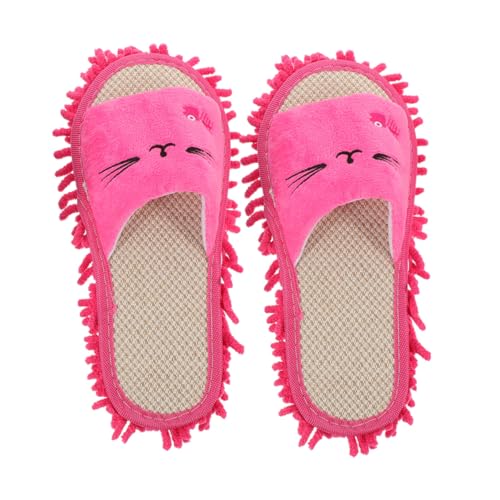 BESPORTBLE Weiche Hausschuhe Damen Indoor mit Niedlicher Cartoon stickerei Rutschfest und Leise Waschbare Mop slipper für Bodenreinigung Gemütlich und Wiederverwendbar Pink von BESPORTBLE