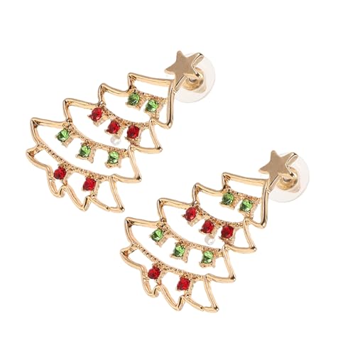 BESPORTBLE Weihnachtliche Ohrstecker Weihnachtsbaum Form Damen Ohrschmuck Langlebiger Festlich Rot Grün mit Strasssteinen Modisch Schmuck für Weihnachtsfeier von BESPORTBLE