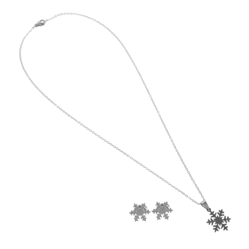 BESPORTBLE Weihnachtlicher Schneeflocken Schmuckset Damen Halskette und Ohrringe Modisch Langlebig Vielseitig als Pulloverkette Geeignet Perfektes für Weihnachten von BESPORTBLE