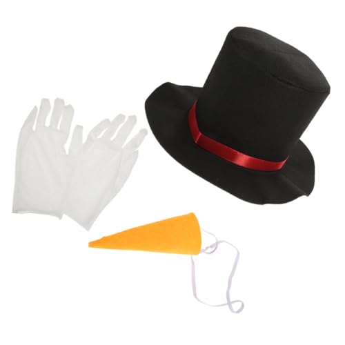 BESPORTBLE Weihnachts Schneemann Dekorationsset Teilig mit Hut Karottennase und Handschuhen Leichtes DIY Kostüm Zubehör für Winterparty Weihnachtsbasteln und Outdoor Schneemann Bau von BESPORTBLE