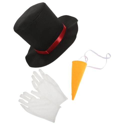 BESPORTBLE Weihnachts Schneemann Hut Teilig mit Karotten Nase und Handschuhen DIY Schneemann Kostüm Zubehör für Kreative Weihnachtsdeko und Festliches Basteln von BESPORTBLE