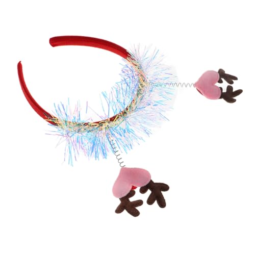 BESPORTBLE Weihnachts-rentier-stirnband, Pailletten-herz, Hirschgeweih, Weihnachts-haarreifen, Kopfschmuck, Glitzernde Weihnachts-kopfbedeckung, Urlaubs-haarschmuck Für Frauen Und Mädchen von BESPORTBLE