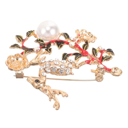 BESPORTBLE Weihnachtsbrosche Elch Design Langlebigem Legierungsmaterial Perlen Breastpin für Kleidung Taschen und Schals Festivalgeschenk für Familie und Freunde von BESPORTBLE