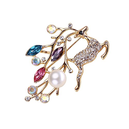 BESPORTBLE Perlenbrosche Mit Hirschmotiv Für Weihnachten Party-dekorationsbrosche Zarte Damen-brustnadel Perlen-accessoires Für Frauen Und Mädchen von BESPORTBLE