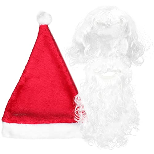 BESPORTBLE Weihnachtsmann-Weißbartperücke Klassisches Weihnachtsdekor Waschbare Kostümperücken Weihnachtsmann-Kostümzubehör für Party-Cosplay-Charakterimitation (Perücke Kurzbarthut) von BESPORTBLE