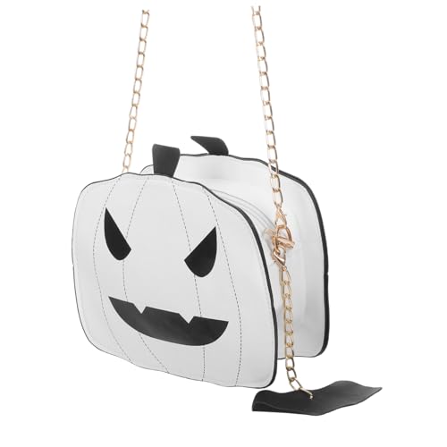 BESPORTBLE Weißer Halloween Damen Umhängetasche Kürbisform PU Polyester Futter Lustige Crossbody Tasche für Mädchen Party Accessoire von BESPORTBLE