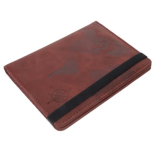 BESPORTBLE Weltkarte Reisepasshülle Aus Pu-Material Mit RFID-Schutz Elastischem Band Für Kreditkarten Und Reisedokumente Praktische Passhülle Für Damen Und Herren von BESPORTBLE