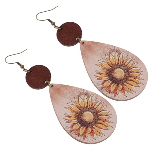 BESPORTBLE Western Ohrhänger Sonnenblume Holz Retro Design Leicht Elegant Damen Schmuck für Party Alltag von BESPORTBLE