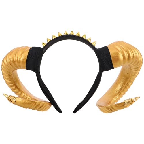 BESPORTBLE Widderhörner-Stirnband, Gothic-Haarreifen aus Schafshorn, Tierkostüm-Zubehör für Halloween, Weihnachten, Cosplay, Performance-Requisiten von BESPORTBLE