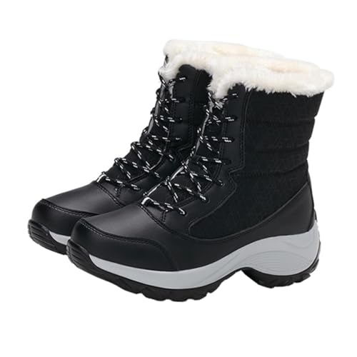 BESPORTBLE Schneestiefel Winterstiefeletten Mit Kunstfell Gefütterte Stiefeletten Für Damen Rutschfeste Gummisohle Warme Winterschneestiefel Für Schnee Und Regen von BESPORTBLE