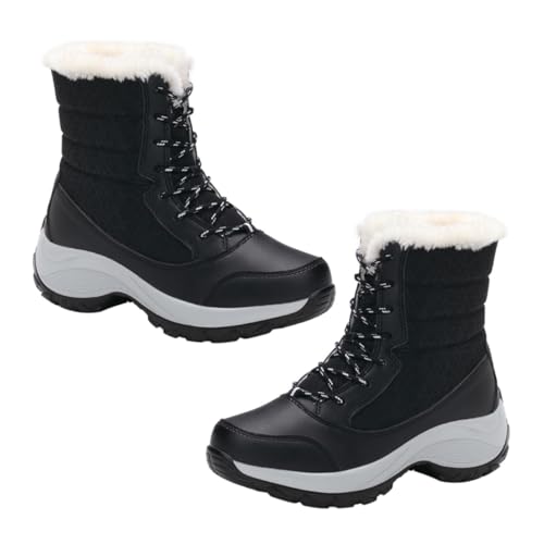 BESPORTBLE Schneestiefel Winterstiefeletten Warme Mit Kunstfell Gefütterte Stiefeletten Damen Winterschneestiefel Rutschfeste Gummisohle von BESPORTBLE